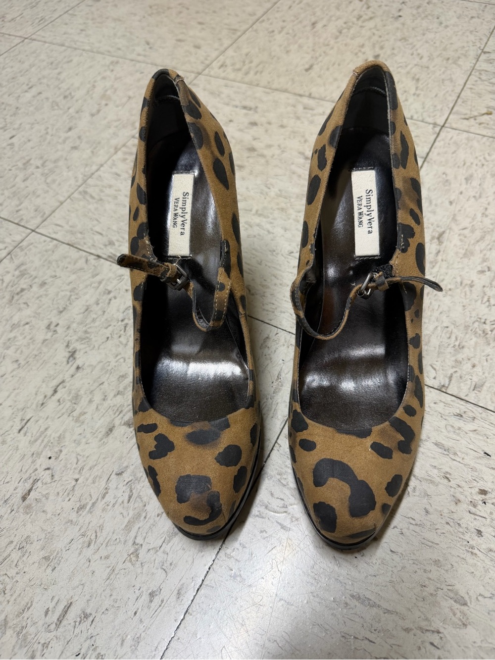 Simply Vera Vera Wang Leopard-Print Mary Jane Pumps in Brown and Black